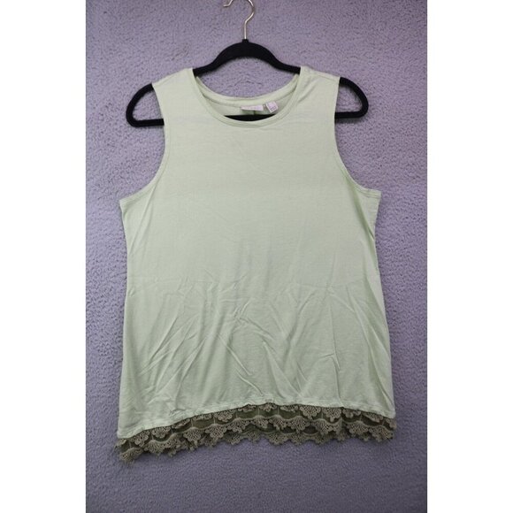 LOGO by Lori Goldstein Sleeveless Tunic-Lace Trim-Size Medium - Picture 1 of 11